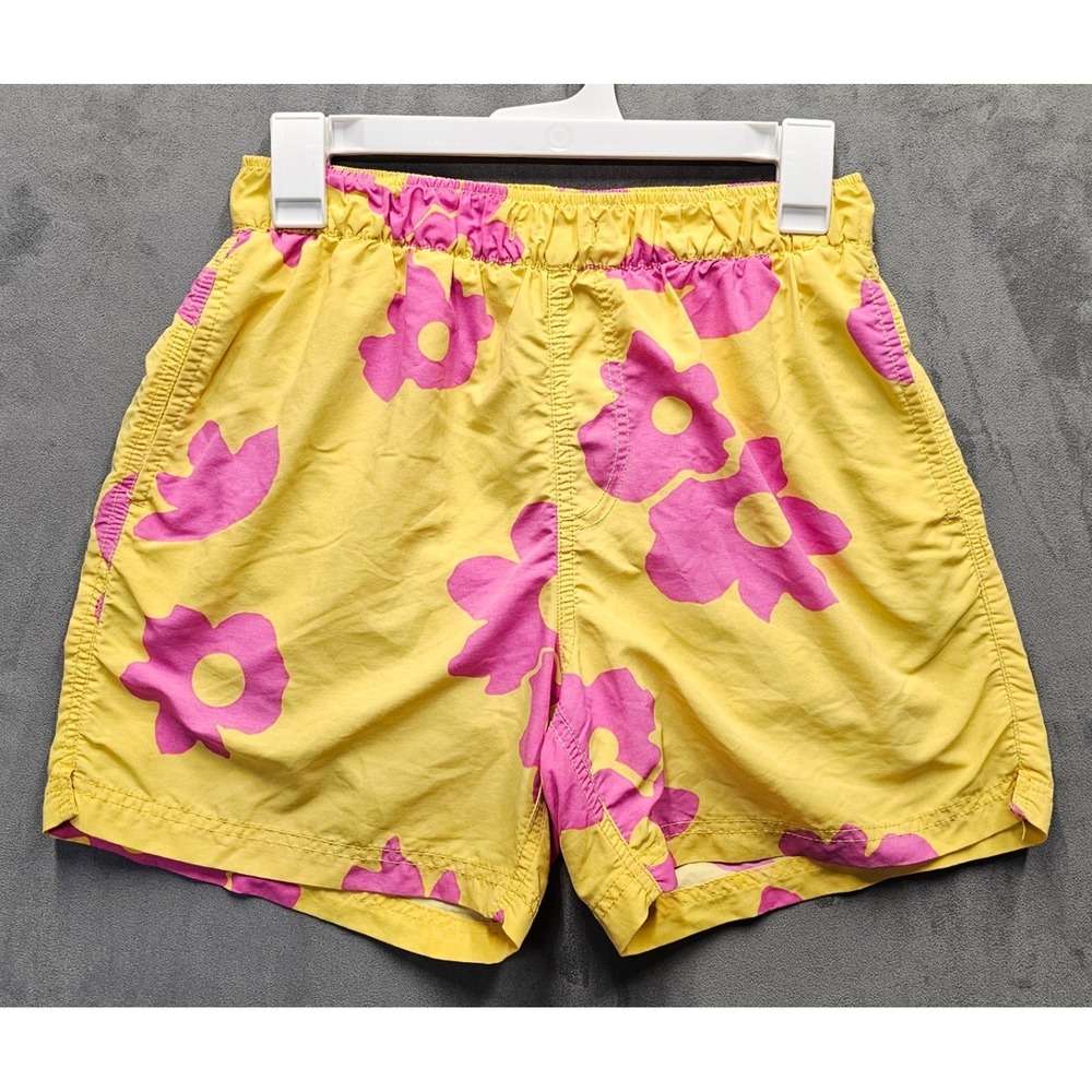 Urban Outfitters Mens Yellow Pink Floral Swim Shorts Trunks 5" Inseam Small